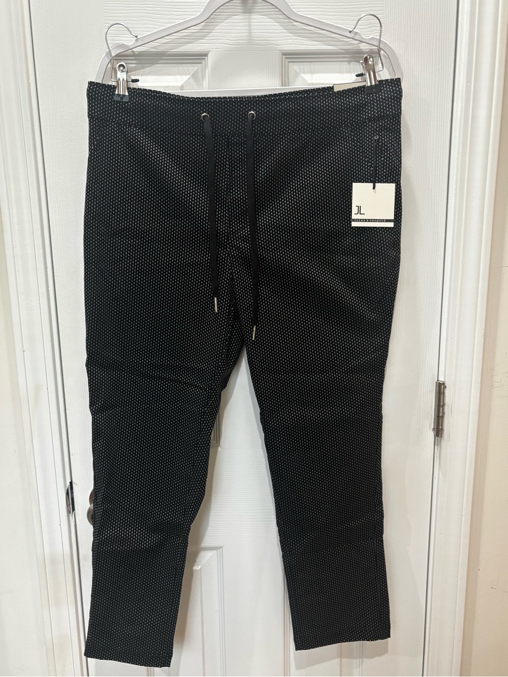 NWT -Jules & Leopold Black Pants with White Microdot Pattern